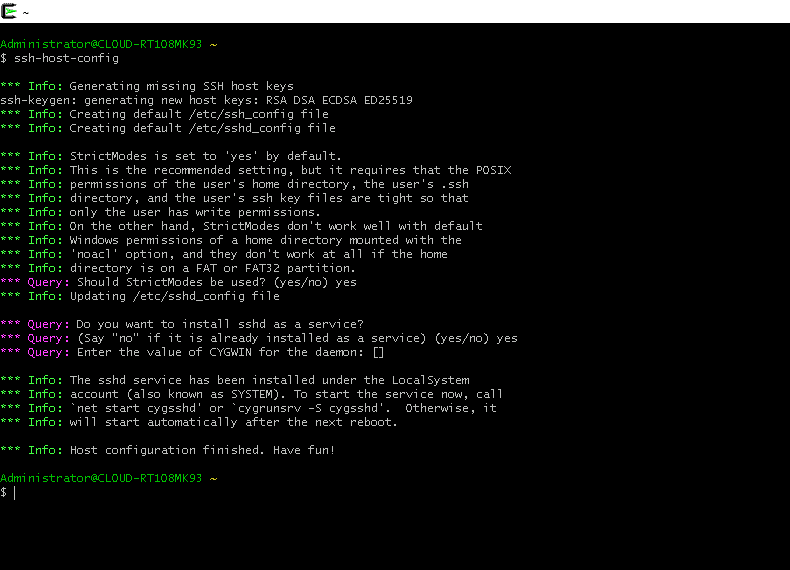 cygwin ssh configuration