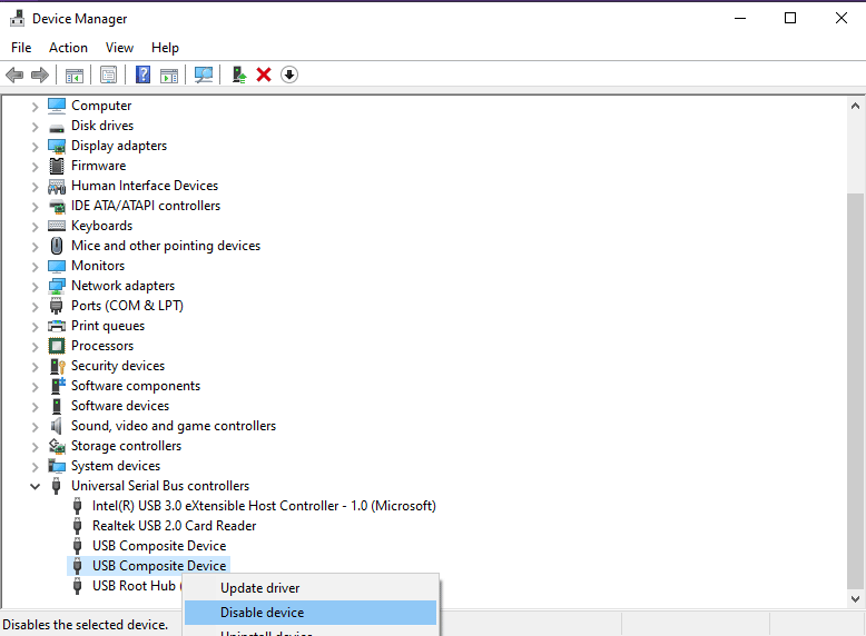 Disable USB Ports Through the Device Manager