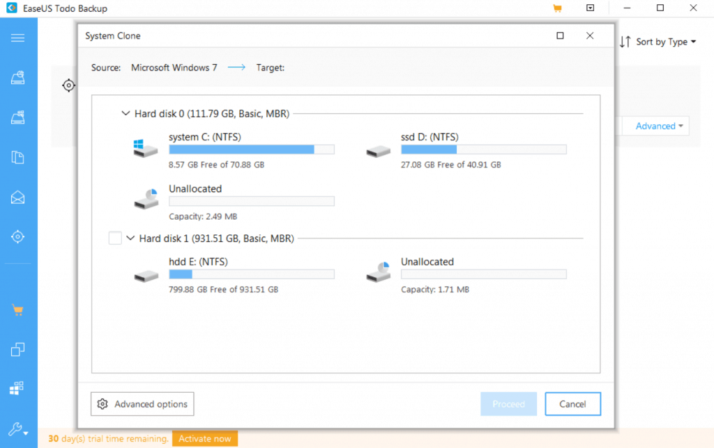 EaseUS Todo Backup Dashboard
