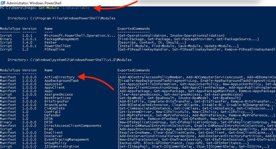 Verify the PowerShell Active Directory module is installed
