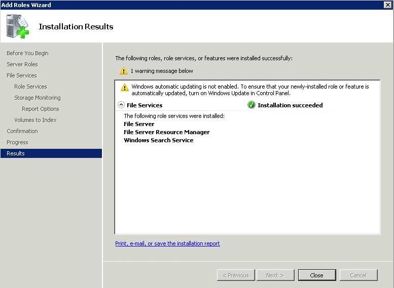 installation result