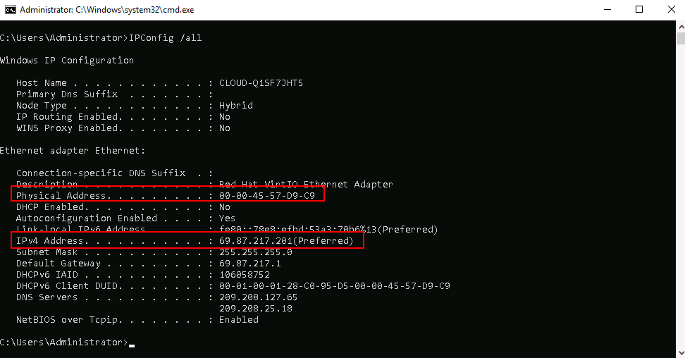 ipconfig command