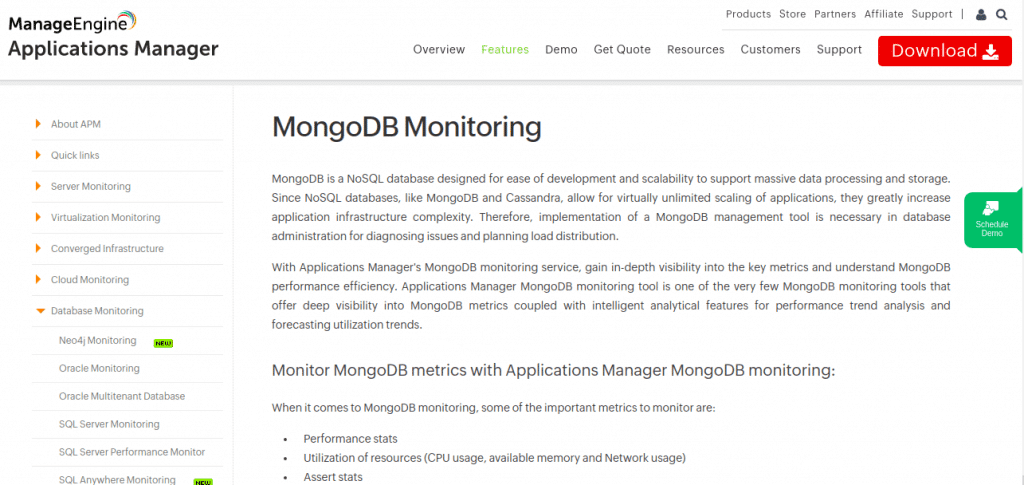 ManageEngine mongodb monitoring