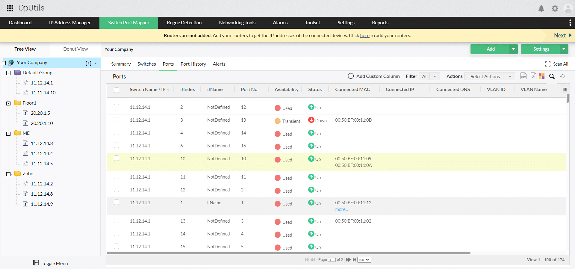 manageengine oputils dashboard screenshot