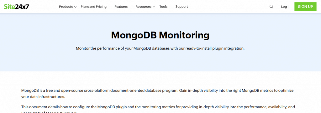site24x7 mongodb monitoring