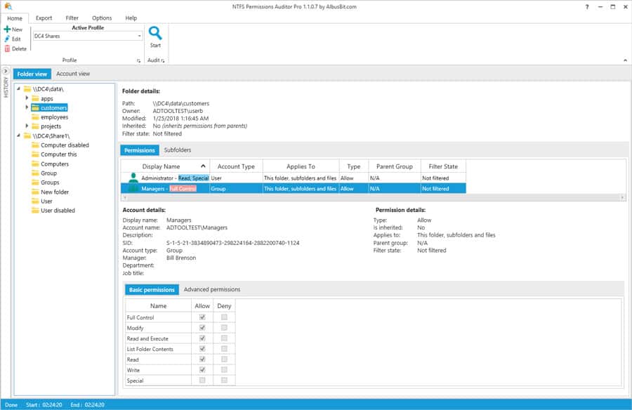 ntfs permissinos reporter albusbit