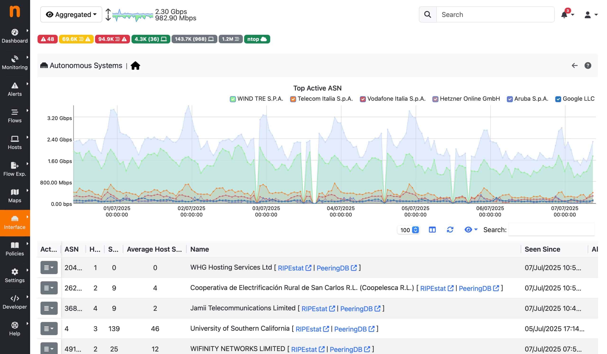 ntopng interface view