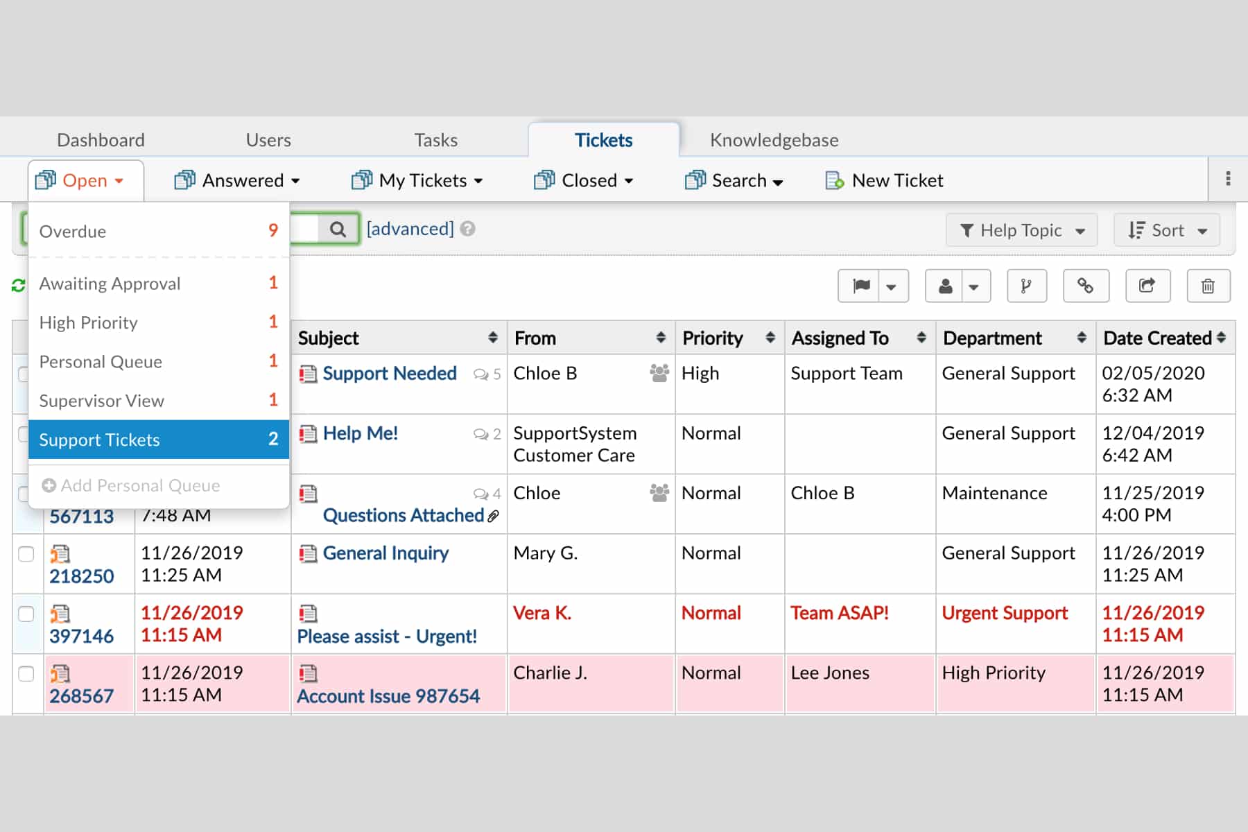 osTicket features