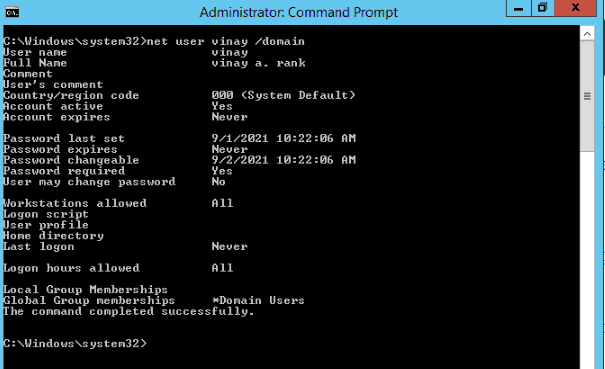 display password expiration date of