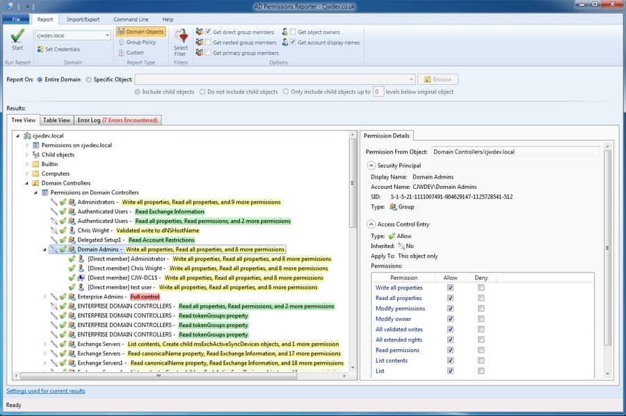 AD Permissions Reporter
