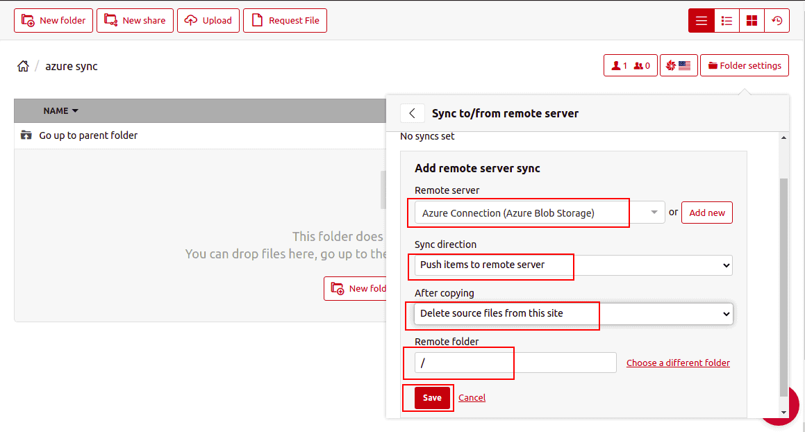 provide azure sync server information