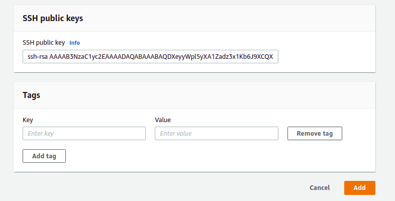 provide SSH key