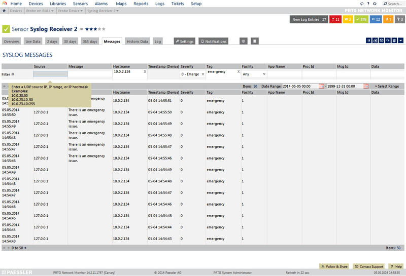 prtg syslog option