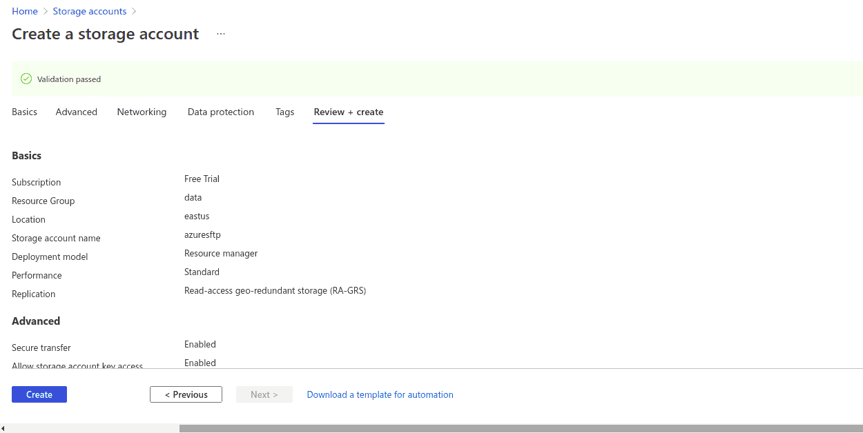 review storage account