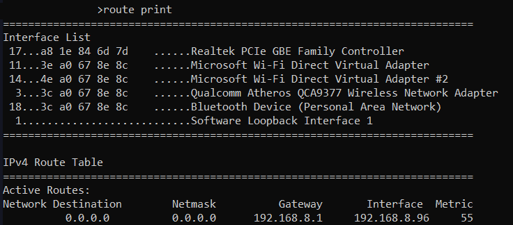 route print command