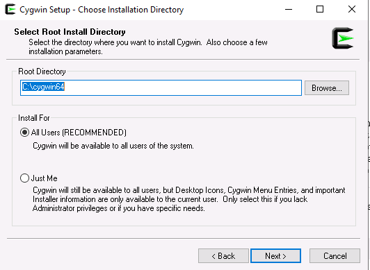 select install directory