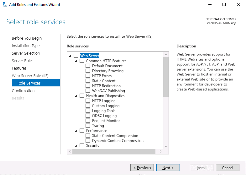 select role service