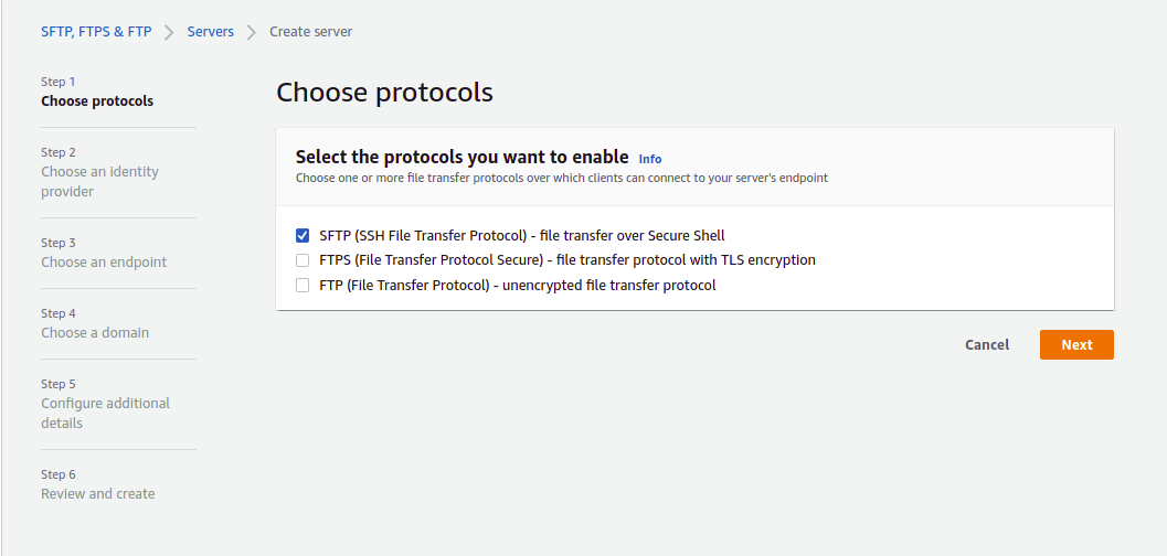select sftp protocol