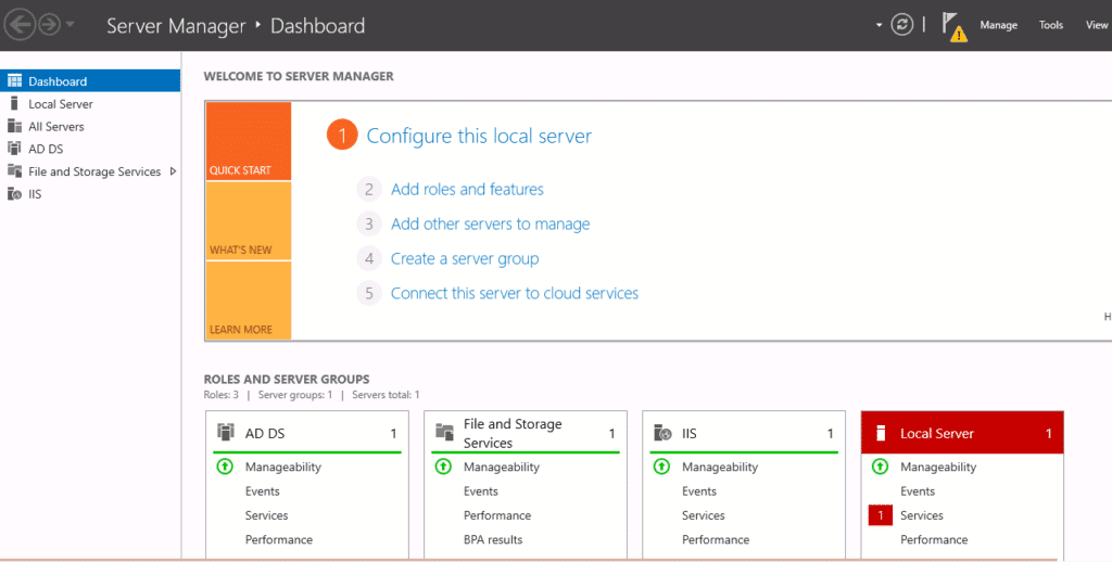 server manager notification