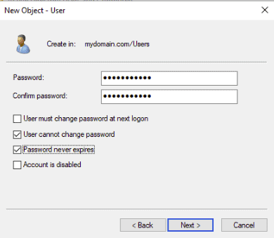 set user password