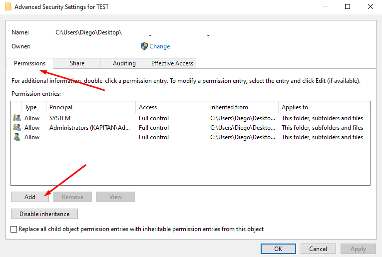 Advanced Security Settings