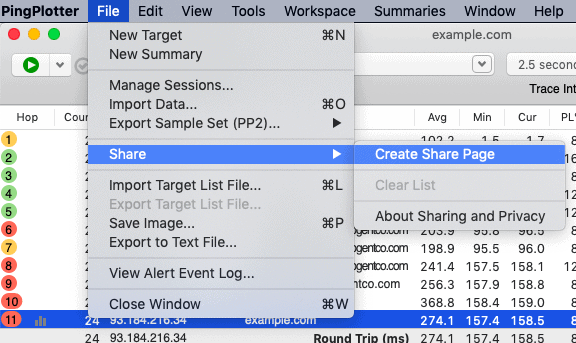 pingplotter share page