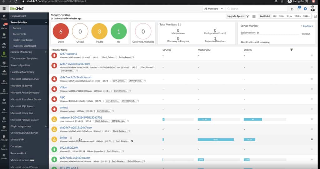 site24x7-server-dashboard