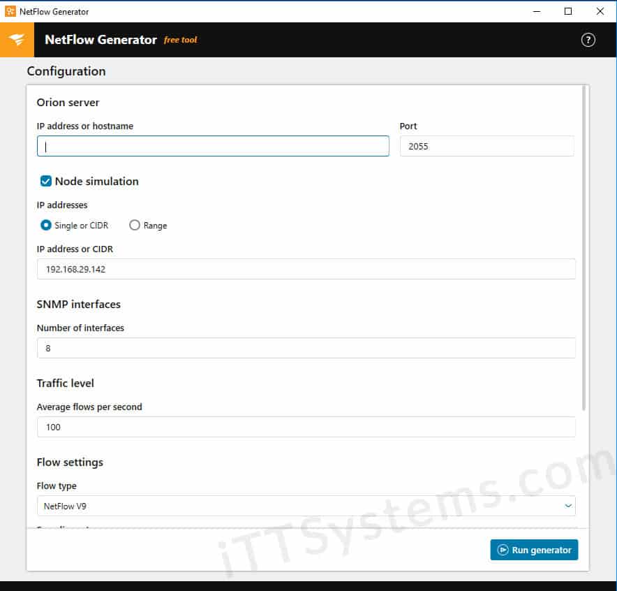 solarwinds flow generator tool screenshot 1