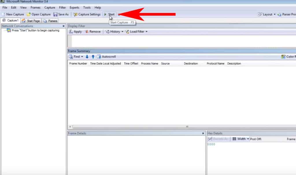 Start Network Traffic Capture on your Windows Server