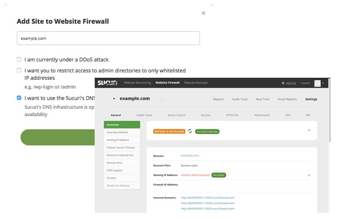 sucuri website firewall screenshot