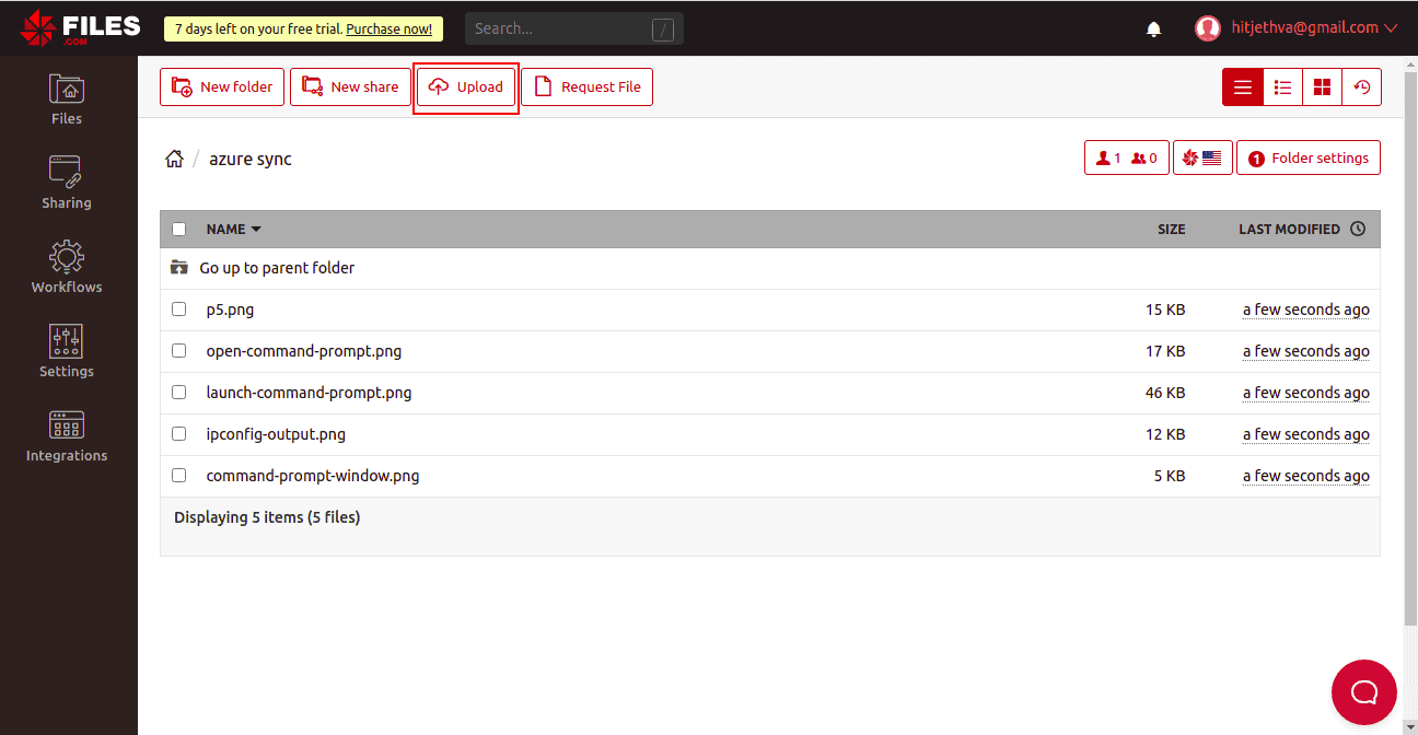 upload files on files.com