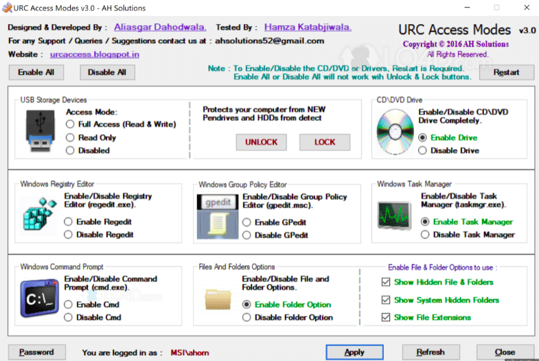urc access mode