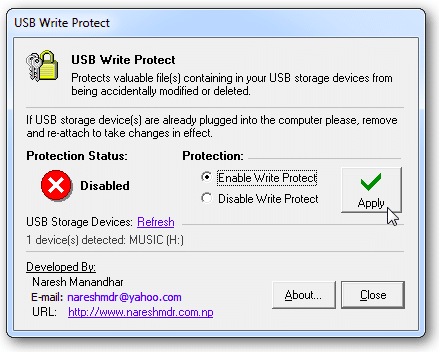 USB write protect