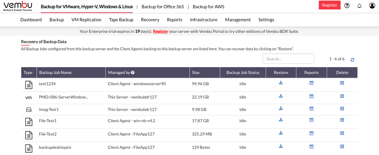 vembu dashboard screenshot