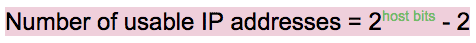 Number of Usable IP Addresses